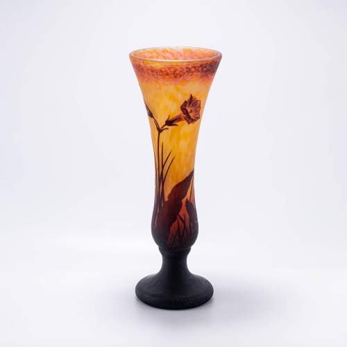 Wonderful Tall Antique Daum Nancy Cameo Glass Vase image-3