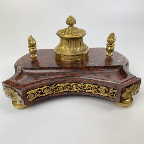 French Marble and Gilt Ormolu Ink Stand - Late 19th Century image-1