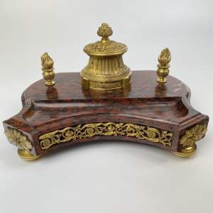 French Marble and Gilt Ormolu Ink Stand - Late 19th Century