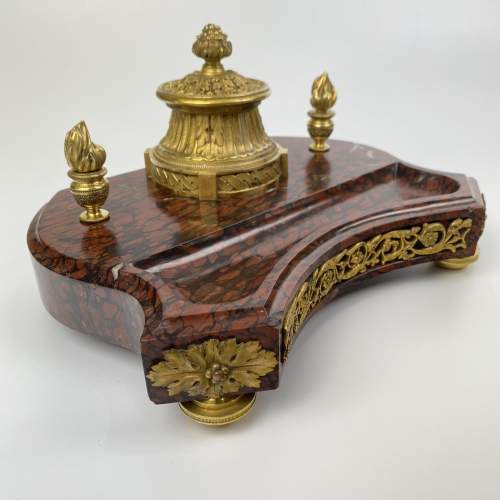 French Marble and Gilt Ormolu Ink Stand - Late 19th Century image-2