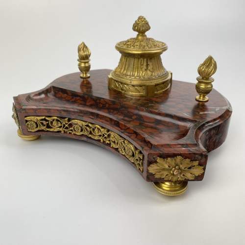 French Marble and Gilt Ormolu Ink Stand - Late 19th Century image-3