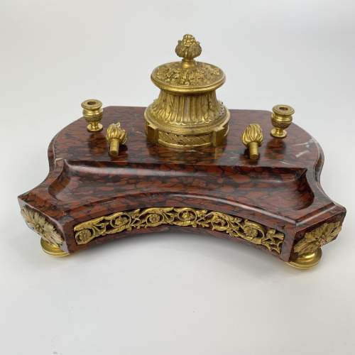 French Marble and Gilt Ormolu Ink Stand - Late 19th Century image-4