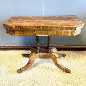 Regency Period Brass Inlaid Rosewood Card Table