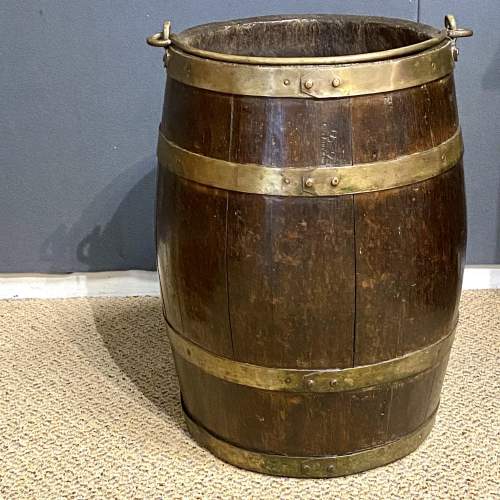 Oak Brass Bound Coopered Barrel image-1