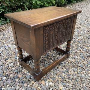 Carved Oak Peg Jointed Cabinet / Box