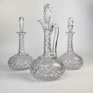 Exceptional Quality Crystal Claret Jug and Decanter Suite Trio