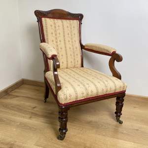 Late Victorian Oak Upholstered Salon Chair