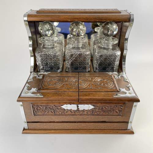 Late Victorian Oak Three Bottle Games Compendium Tantalus image-2