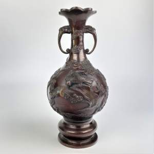 19th Century Meiji Period Japanese Bronze Vase