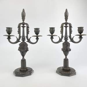 19th Century Pair of Bronze Candelabras