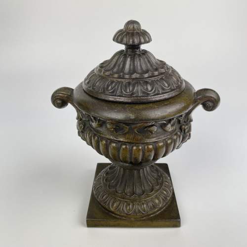 19th Century Cast Iron Campana Lidded Urn image-1