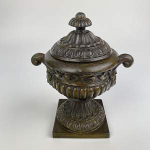 19th Century Cast Iron Campana Lidded Urn