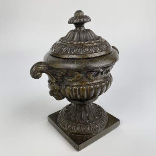 19th Century Cast Iron Campana Lidded Urn image-2