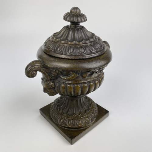 19th Century Cast Iron Campana Lidded Urn image-4