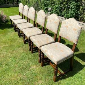 Set of 6 Upholstered Oak Dining Chairs
