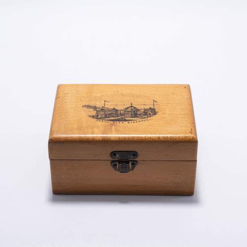 Nice Antique Mauchline Ware Box with a View of Blackpool Pier image-1