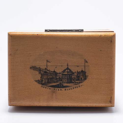 Nice Antique Mauchline Ware Box with a View of Blackpool Pier image-2