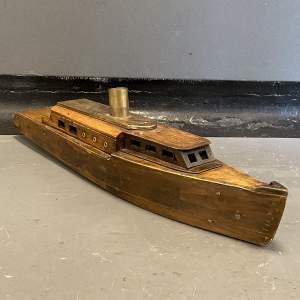 Vintage Handmade Wooden Boat Model - Mable