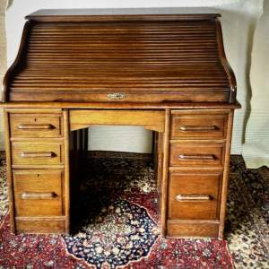 19th Century Oak Roll Top Desk