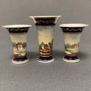 Miniature Garniture of Three 19th Century Vases