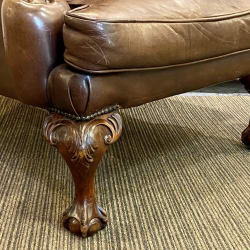 19th Century Brown Leather Wingback Armchair image-6
