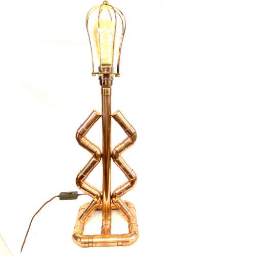 Upcycled Vintage Copper Zig Zag Lamp image-1