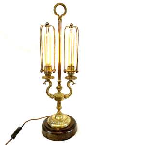 Vintage Upcycled Brass and Copper Twin Lamp