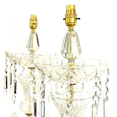 Impressive Pair of 20th Glass and Brass Plated Lamps image-3