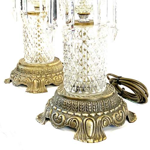 Impressive Pair of 20th Glass and Brass Plated Lamps image-4