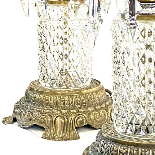 Impressive Pair of 20th Glass and Brass Plated Lamps image-6