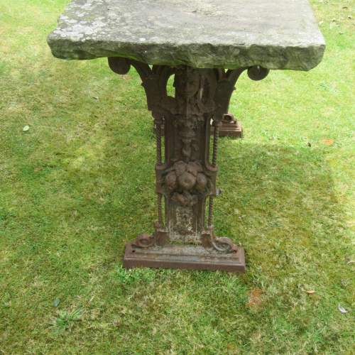 Decorative Victorian Cast Iron Garden Table With York Stone Top image-2