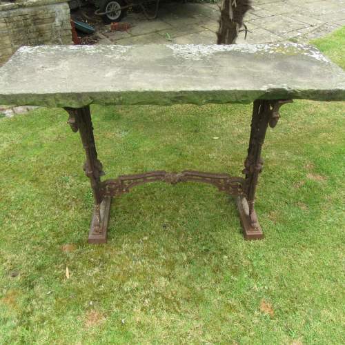 Decorative Victorian Cast Iron Garden Table With York Stone Top image-3