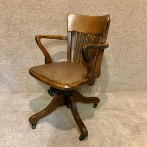1930s Oak Swivel Office Chair