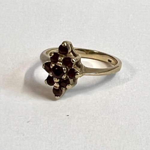 9ct Vintage Gold Marquise Garnet Ring image-2