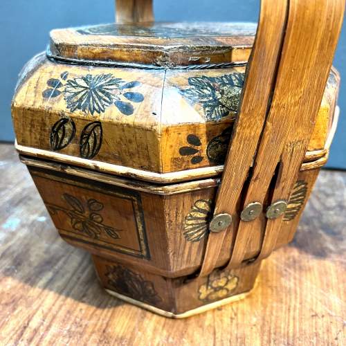 19th Century Chinese Wood and Bamboo Wedding Basket image-6