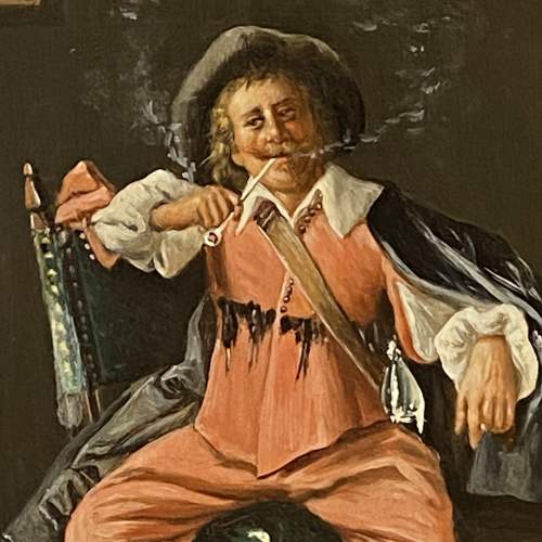 Late 19th Century Oil on Board of Smoking Cavalier image-2