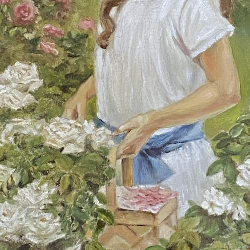 Franco Matania Oil on Paper of Picking Rose Petals image-3