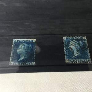1858 Queen Victoria 2d Penny Blue Stamps