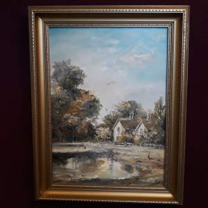 Oil Painting by Frederick Charles Fegan 1913 - 1998 - Pond Scene