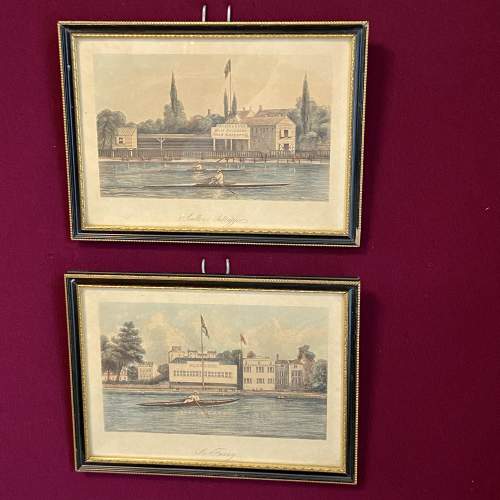 Pair of Early Victorian Hand Coloured Rowing Prints image-1