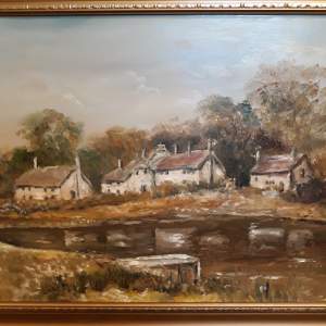 Oil Painting by Frederick Charles Fegan 1913 - 1998 - Cottage Scene