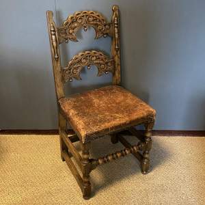 19th Century Carved Oak Crescent Back Chair