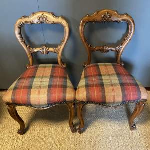Pair of Carved Mahogany Victorian Balloon Back Chairs
