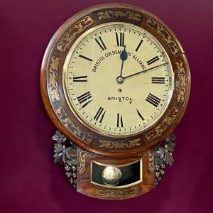 Late 19th Century Brass Inlaid Chain Fusee Wall Clock