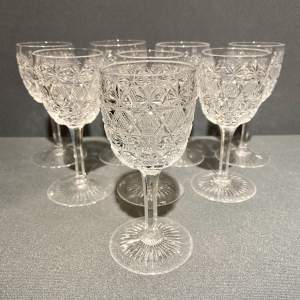 Eight Victorian Cut Crystal Glasses