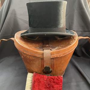 A Fine Leather Top Hat Box and Top Hat