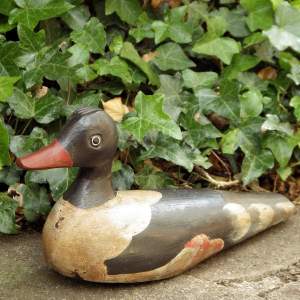 Antique Beautiful Hand Carved & Painted Wooden Decoy Duck
