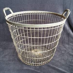 French Mid Century Galvanised Wire Apple Potato Picker Basket