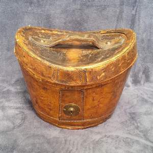 Antique Brown Leather Hat Box