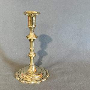 Unusual Early Georgian Brass Seamed Candlestick